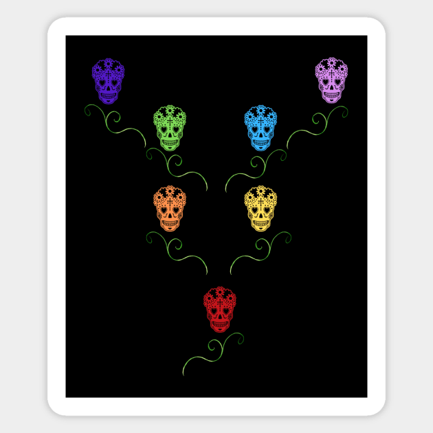 Seven Skulls Scene Every Halloween Sticker by Mediteeshirts